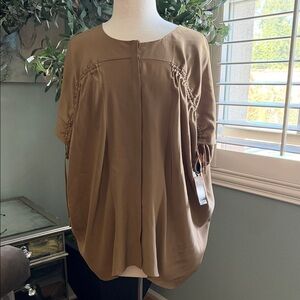 Lafayette 148 Silk Elegant Oversized Mocha Women's Top NWT